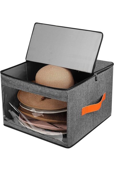 Generic Upgraded Hat Storage Box for Women & Men,Closet Hat Boxes Organizer B...