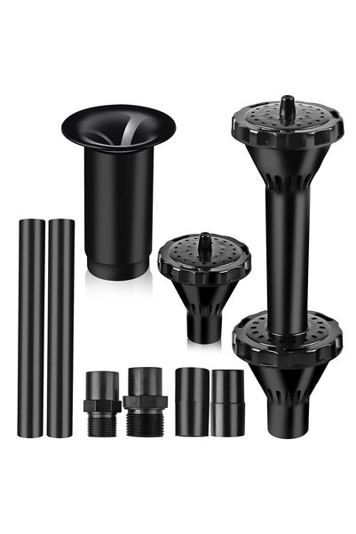 Generic Garden Fountain Nozzle Set, 8-Piece Water Spray Heads, Black, for Pon...