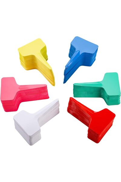 Generic 600 Pieces T-Type Plant Labels, 6 Colors Plastic Waterproof Plant Tag...