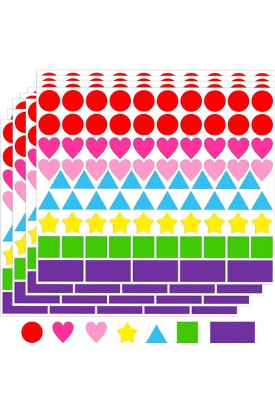 Generic 24 PCS Multicolor Shape Stickers, Geometric Coding Labels for Kids, P...