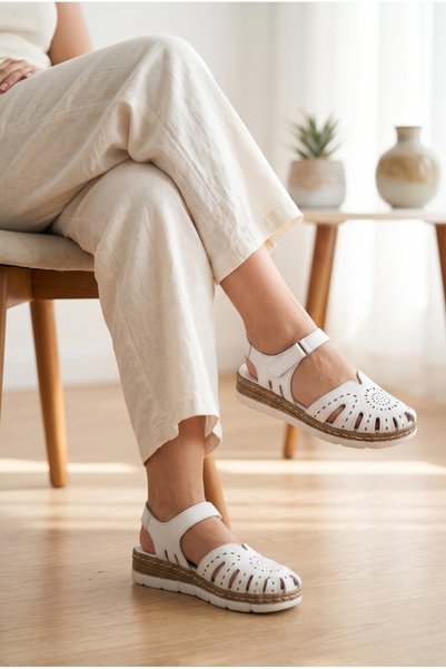 MERVESTORE Sandale de espadrile din piele naturală pentru femei, negre, cu fe...