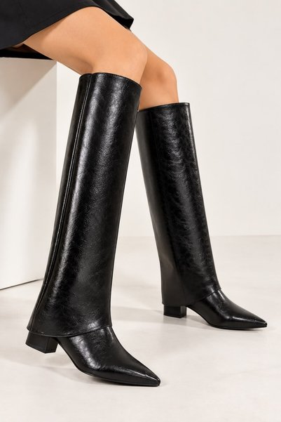 Ceylans Women's Boots with Ym Hat, Detachable, 6 cm thick heel