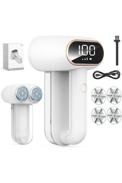 Generic Large Size Electric Rechargeable Fabric Shaver, Double Blade Hair Rem...