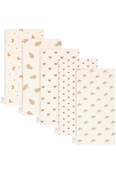 Generic Baby Muslin Cloths, 5-Pack Cotton Burp Cloths 25x50cm, Soft Absorbent...