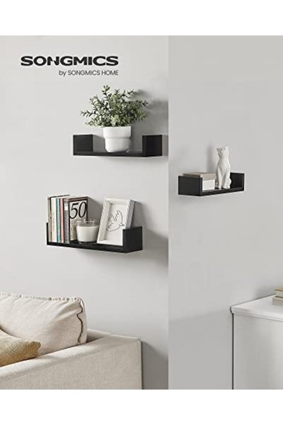 Talis Set of 3 wall shelves, Talis, Black, 40x10x9 cm