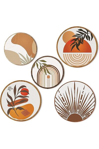 Generic Wall Art Decor, 5pcs Wooden Living Room Wall Decor Bohemian Wall Hang...