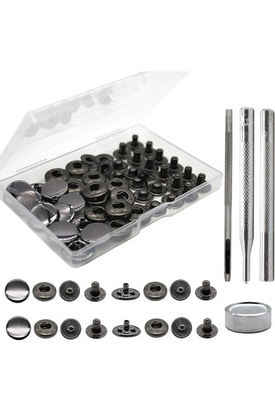 Generic 12-Set 15mm Brass Snap Fasteners Kit - Metal Snap Buttons, 4 Install ...