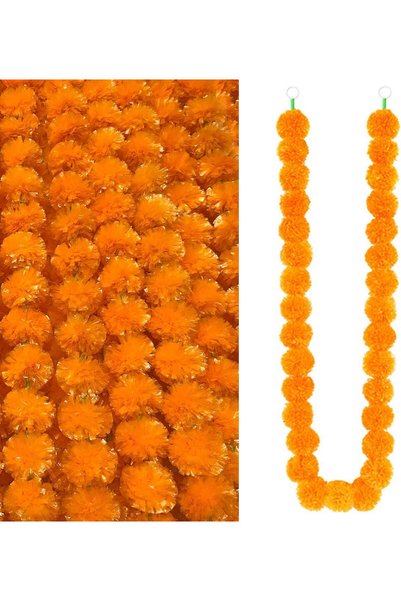 Generic AUTOYSUR4.8 feet Artificial Marigold Garland, Orange Artificial Flowe...