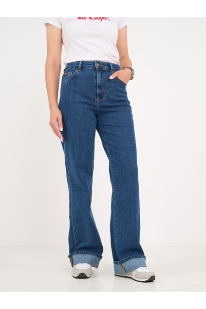 Lee Cooper - Blugi damă bootcut cu detalii - albastru