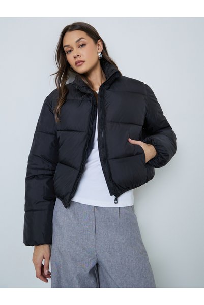 Styli Black Regular Fit Padded Jacket