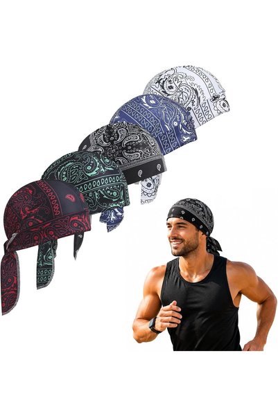 Generic 5 Pack Breathable Sweat Wicking Head Wrap Bandana for Men Women, Pira...