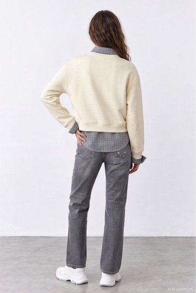 Quzu Women's Sweatshirt SWT02914 CREAM