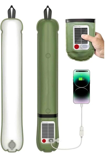 Generic Solar Camping Light, Rechargeable Inflatable Lantern with 4 Lighting ...