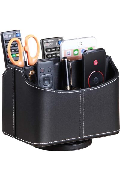 Generic PU Leather 360°Rotatable Remote Control Holder,Nightstand TV Remote H...