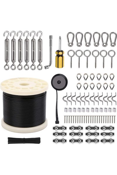 Generic String Light Hanging Kit with 250 Ft Nylon Coated Stainless Steel 304...
