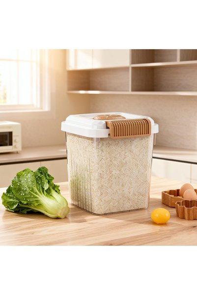 Generic حاوية أرز، صندوق تخزين أرز كبير محكم الإغلاق مع صندوق طارد للحشرات، خ...