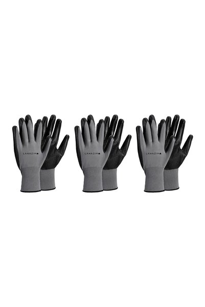 Generic Cotton Working Gloves -3 Pairs Gray- Protective Non-Slip Rubber Grip ...