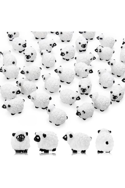 Generic Mini Sheep Figurines, Small Animal Resin Models for Fairy Garden and ...