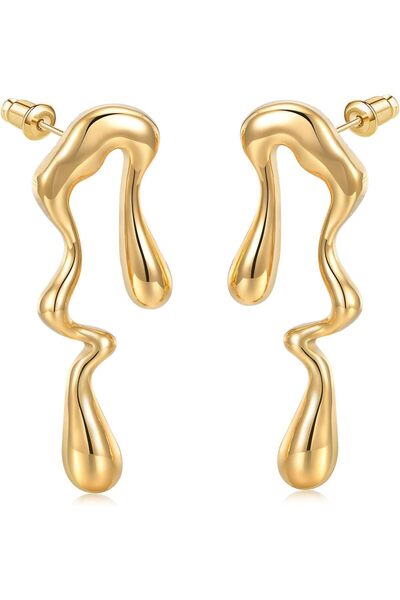 Generic 14K Gold Plated Chunky Teardrop Hoop Earrings for Women Irregular Geo...