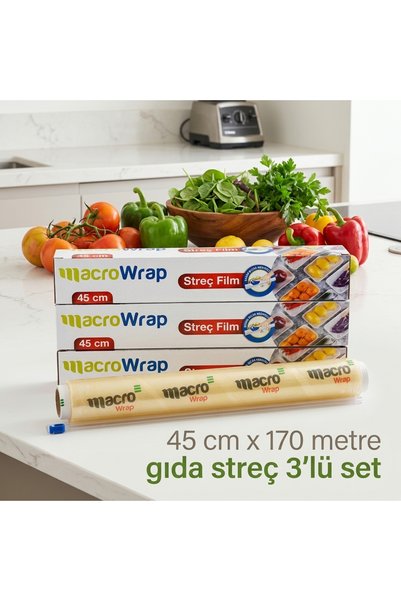 isopack gıda streç film 45 cm x 170 metre 3lü