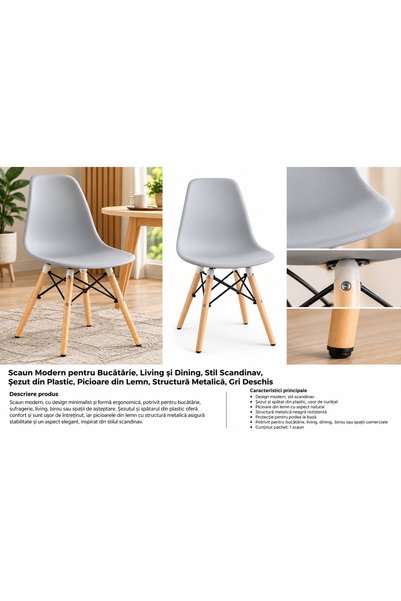 OneStore Scaun modern pentru bucătărie, living și sufragerie, stil scandinav,...