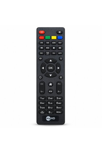 BURAQ جهاز التحكم عن بعد لجهاز استقبال myHD مع لوحة مفاتيح رقمية - باللون الأ...