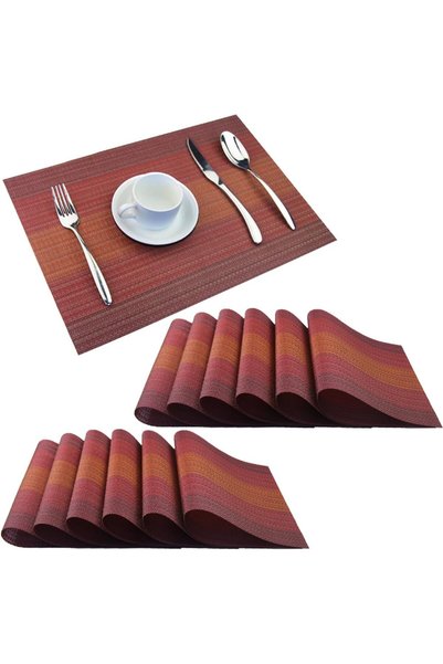 Generic Placemats Set of 8 Washable Durable Placemat Vinyl Heat Resistant Non...