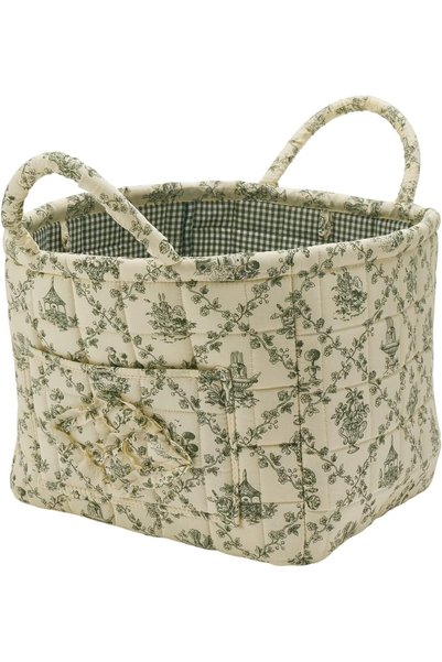 Generic Fabric Storage Basket, Boho Floral Print Organizer Bin, Foldable Laun...
