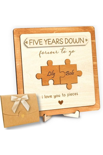 Generic 5 Year Anniversary Gifts for Men, Wooden 5th Wedding Anniversary Plaq...