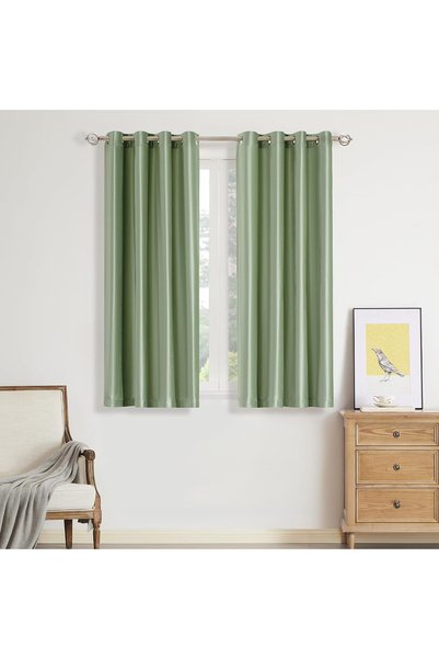 Generic Velvet Sage Green Blackout Curtains 63 inch for Living Room