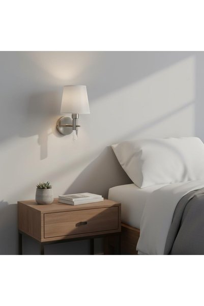 Generic Modern Wall Sconce With Shade | Silver, Natural Light Fixture | E14 x...