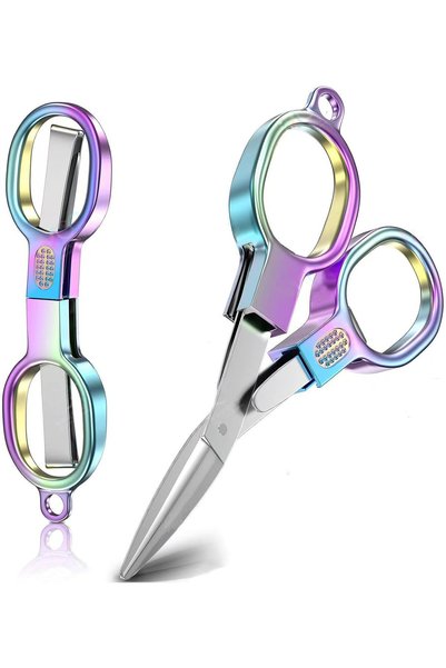 Generic 2 Pcs Folding Scissors, Color Stainless Steel Safety Mini Portable Tr...