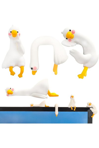 Generic Goose Figurine Set for Monitor Decoration, Mini Resin Animal Statues ...