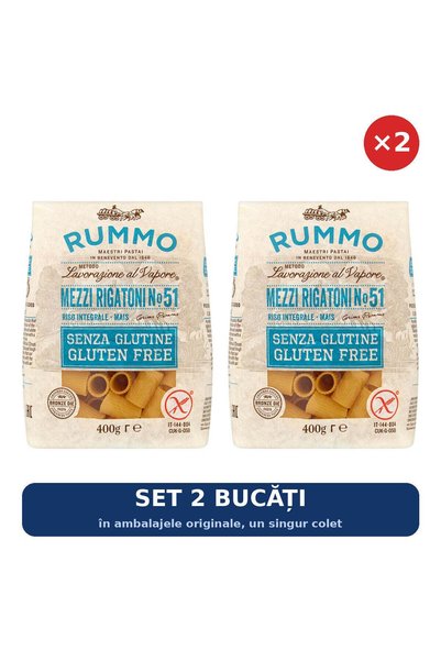 Rummo Set 2 x Paste Mezzi Rigatoni fără gluten Rummo, 400 g