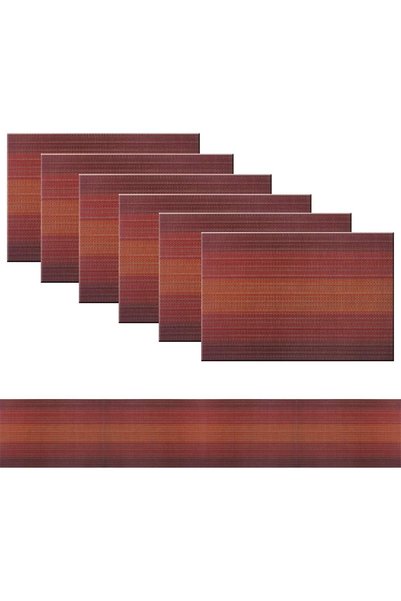 Generic Placemats Set of 6 and Table Runner,Heat Resistant Vinyl Woven Washab...