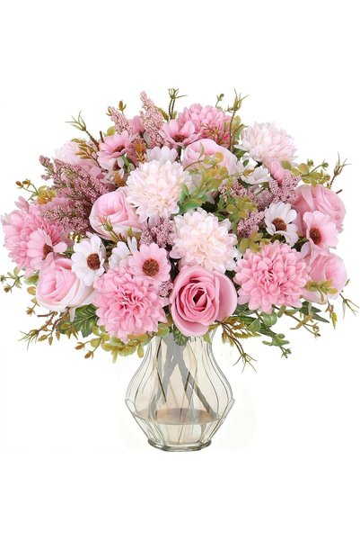 Generic Artificial Rose Silk Flowers, Fake Silk Peony Bouquet Hydrangea Faux ...