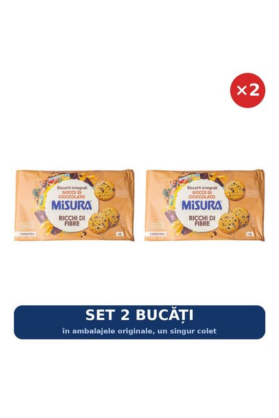 Misura Set 2 x Biscuiți integrali cu picături de ciocolată Fibrextra Misura, ...