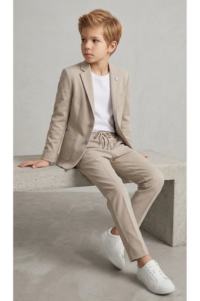 carino's kids Double Boys' Suit (Unlined) Stretch Fabric Jacket, Pants, and T-Shirt for Special Occasions—April 23