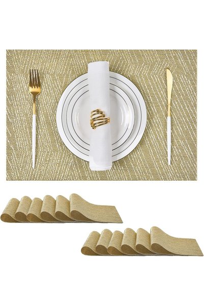 Generic Gold Placemats Set of 12 - Heat Resistant Non-Slip Place mats for Din...