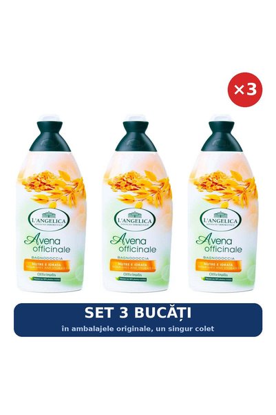 L'Angelica Set 3 x Gel de duș cu Lapte de Ovăz, 500 ml