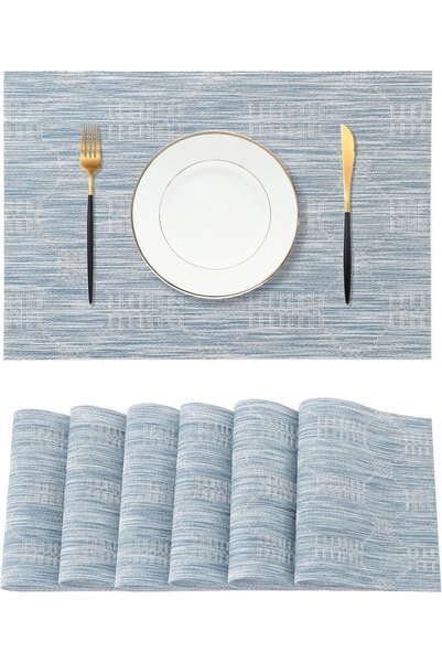 Generic Alice Blue Placemats Set of 6 - Heat Resistant Non-Slip Place mats fo...