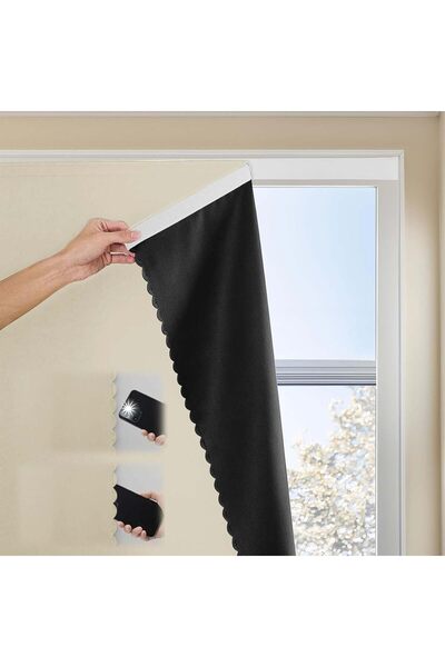 Generic 【1.5 * 1.8M】 Stick On Magic Tape Curtains for Bedroom, Portable No Dr...