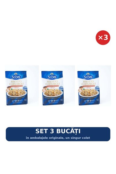 Riso Scotti Set 3 x Risotto Carnaroli cu ciuperci porcini Scotti, 210 g