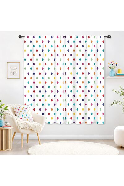 Generic Kids Colorful Rainbow Polka Dot Living Room Bedroom Window Curtains