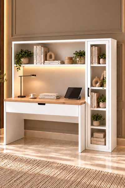 Setay Çalışma Masası, Veni Vitra Ledli USB Girişli Bilgisayar Masası – Cam Ka...