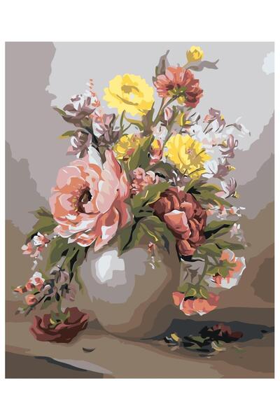 Painting-numbers Set pictura pe numere Vaza cu flori 1084, panza pe rama lemn...