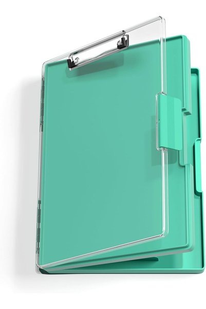 Generic Clipboard with Storage, Green 8.5 x 11 Clip Board, Dual Compartmen