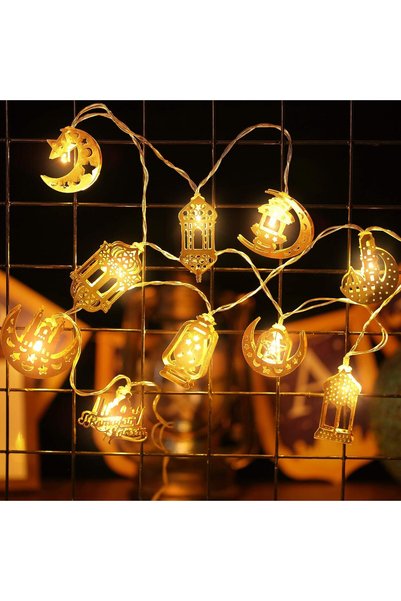 Generic أضواء زينة رمضان، 5.41 قدم، 10 مصابيح LED، فانوس كيروسين على شكل قمر ...