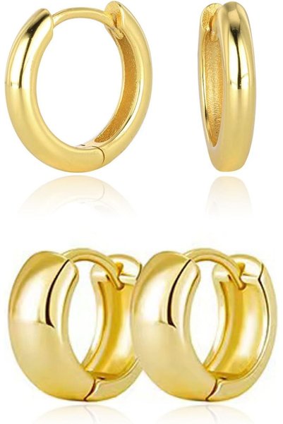 Generic Small Hoop Earrings for Women 18K Gold Plated Hoop Huggie Earrings fo...