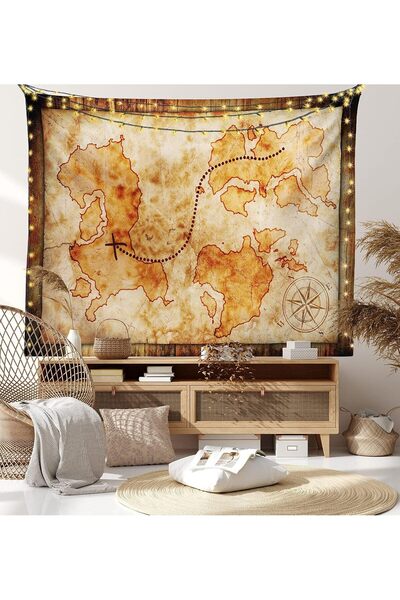 Generic Treasure Map Tapestry, Large Vintage Pirate Map Wall Hanging, 80 x 60...